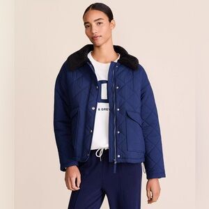 NWT  & Grey Quilted Puffer Jacket With Sherpa Collar